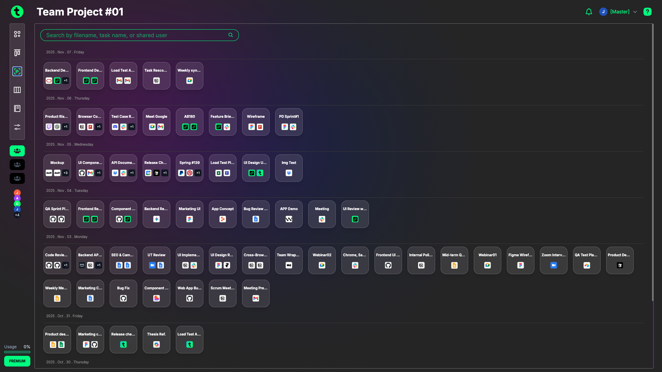 Screenshot of File Flow in Tindlo where documents linked to tasks are gathered in one place.